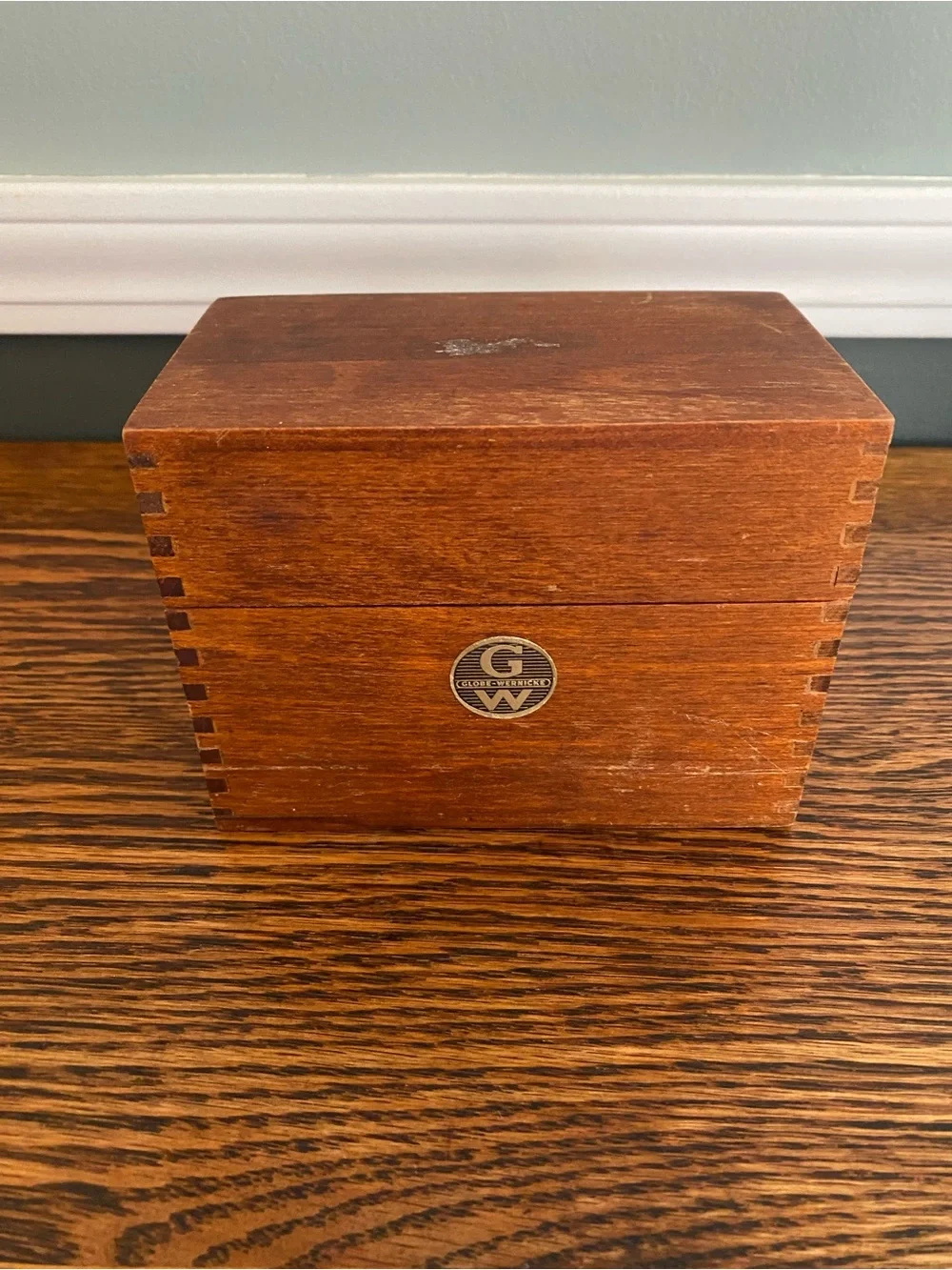 Vintage Globe Wernicke Wood Recipe Box, File Box, Card Box - Farmhouse Kitchen